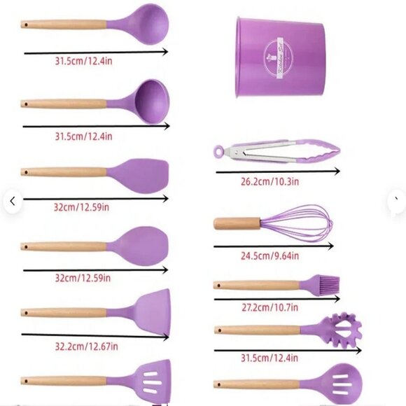 Personalized Silicone Utensils 12 PCs silicone spatula spoon set kitchen set - Picture 8 of 9